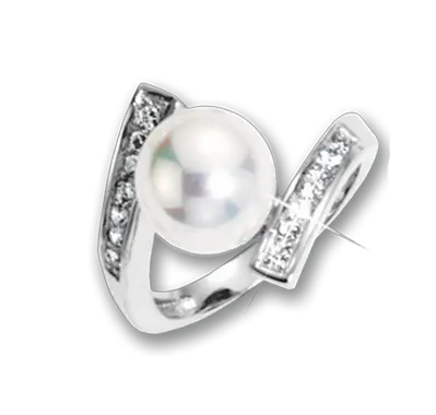 Product image 1 of the product “Women's Ring “Pearl with Stone Bars” in 925 Sterling Silver with Cubic Zirconia and Pearls ”