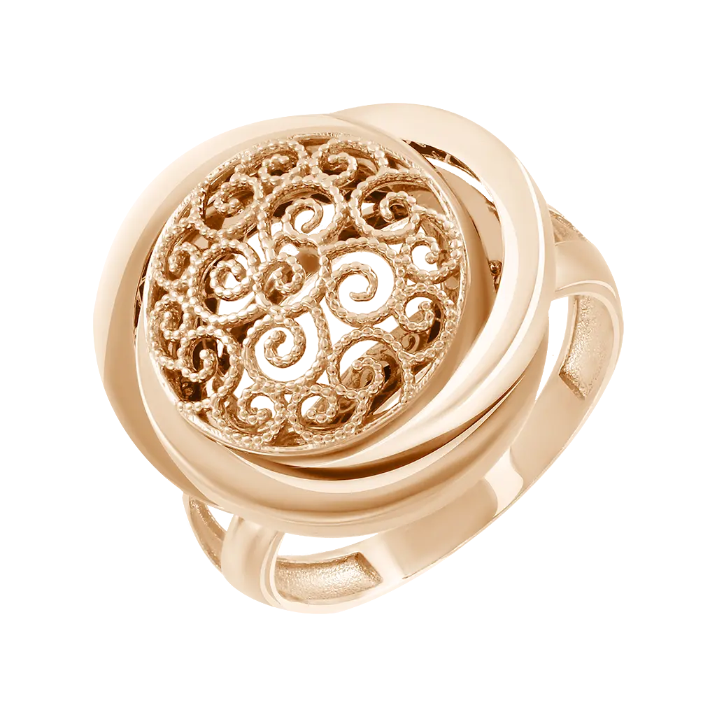Artikelbild 1 des Artikels “Damenring „Rosette mit Ornament“ aus 585 Rotgold “