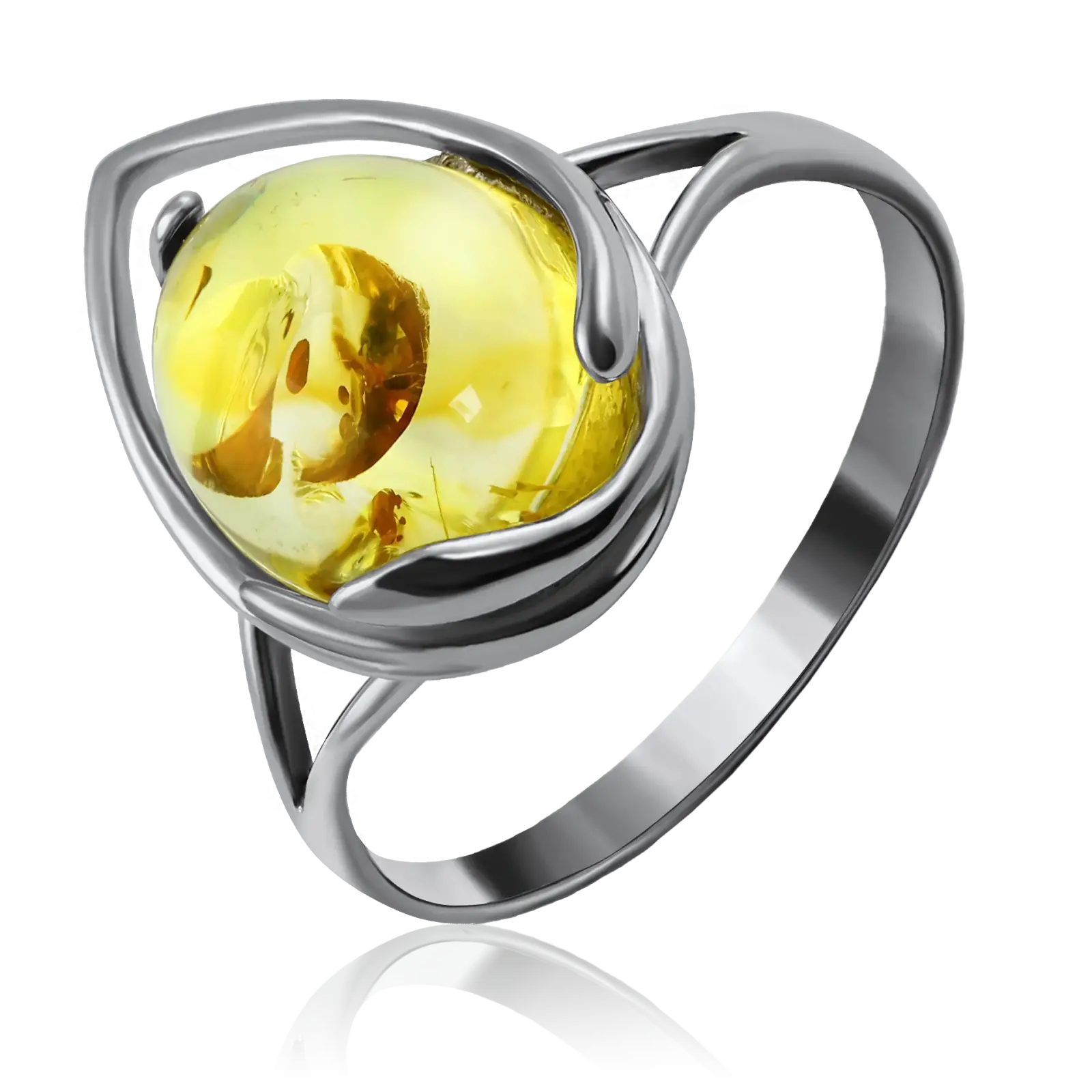 Product image 1 of the product “Women's Ring “Round in Sweep” in 925 Sterling Silver with Amber ”