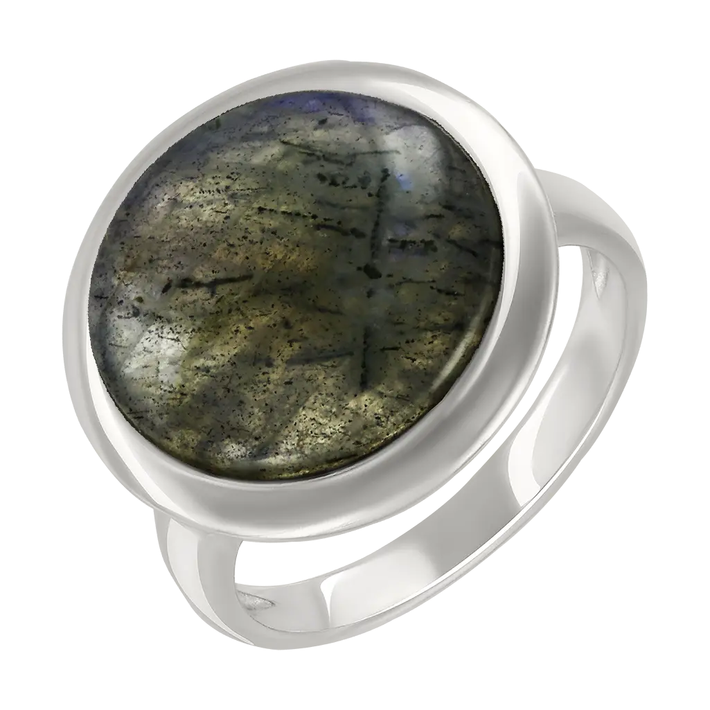 Artikelbild 1 des Artikels “Damenring „Rund mit Rahmen“ aus 925 Silber mit Labradorit “