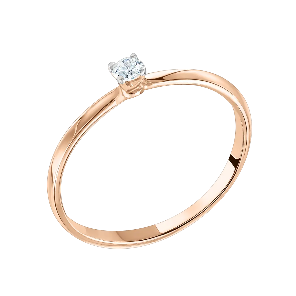 Artikelbild 1 des Artikels “Damenring „Schlichter Solitär“ aus 585 Rotgold mit Brillanten “