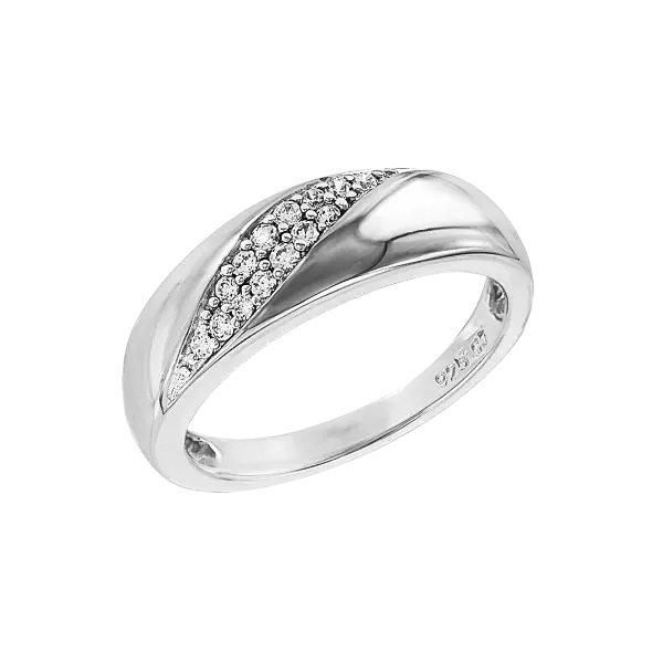 Product image 1 of the product “Women's Ring “Slim with Pavé” in 925 Sterling Silver with Cubic Zirconia ”