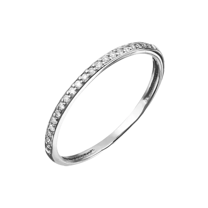 Product image 1 of the product “Women's Ring “Narrow with Stone Row” in 585 White Gold with Diamonds, 0.08 ct ”