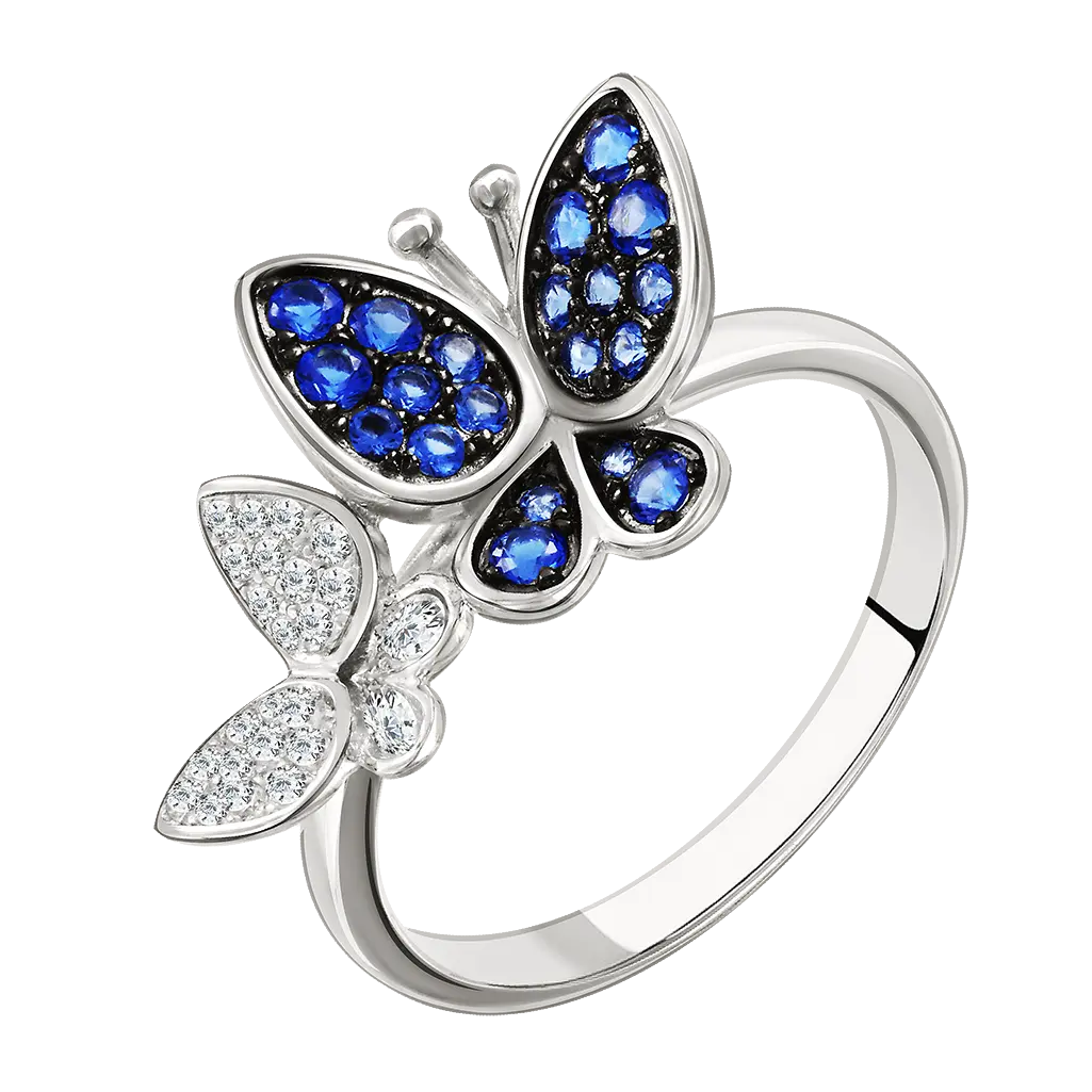 Artikelbild 1 des Artikels “Damenring „Schmetterlinge“ aus 925 Silber mit Zirkonia “