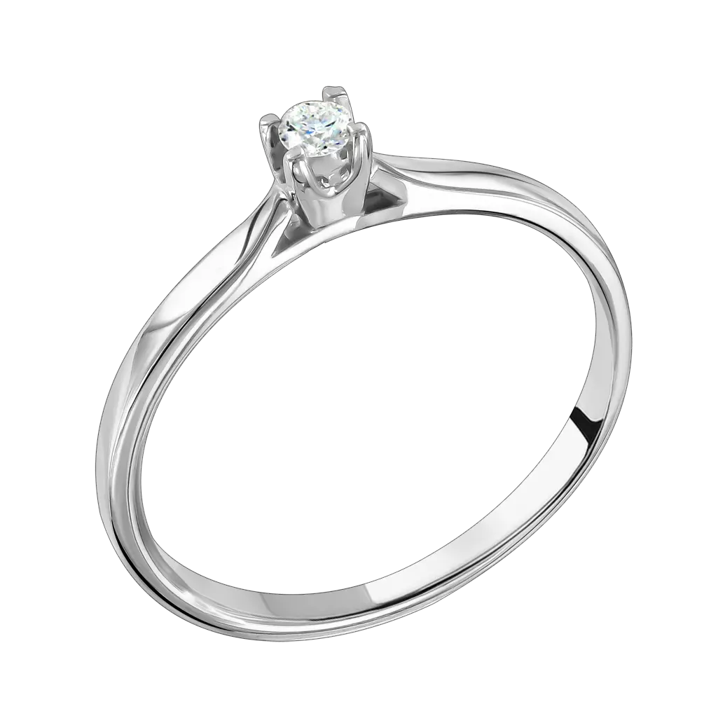 Product image 1 of the product “Women's Ring “Solitaire” in 585 White Gold with Diamonds, 0.06 ct ”