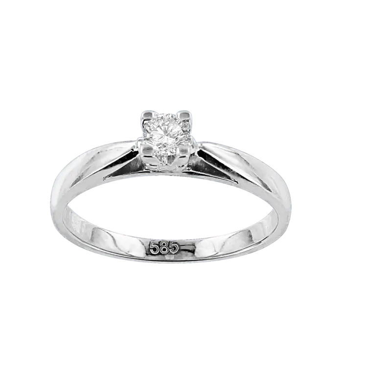 Product image 1 of the product “Women's Ring “Solitaire” in 585 White Gold with Diamonds, 0.15 ct ”