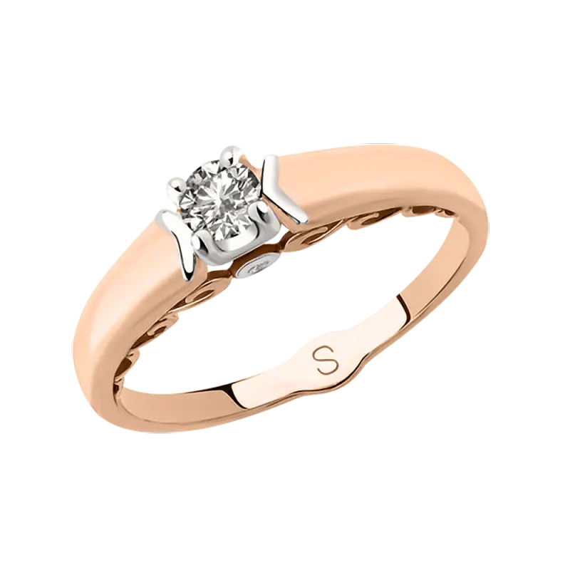 Artikelbild 1 des Artikels “Damenring „Solitär in Krappenfassung“ aus 585 Rotgold mit Brillanten, 0,188 ct “