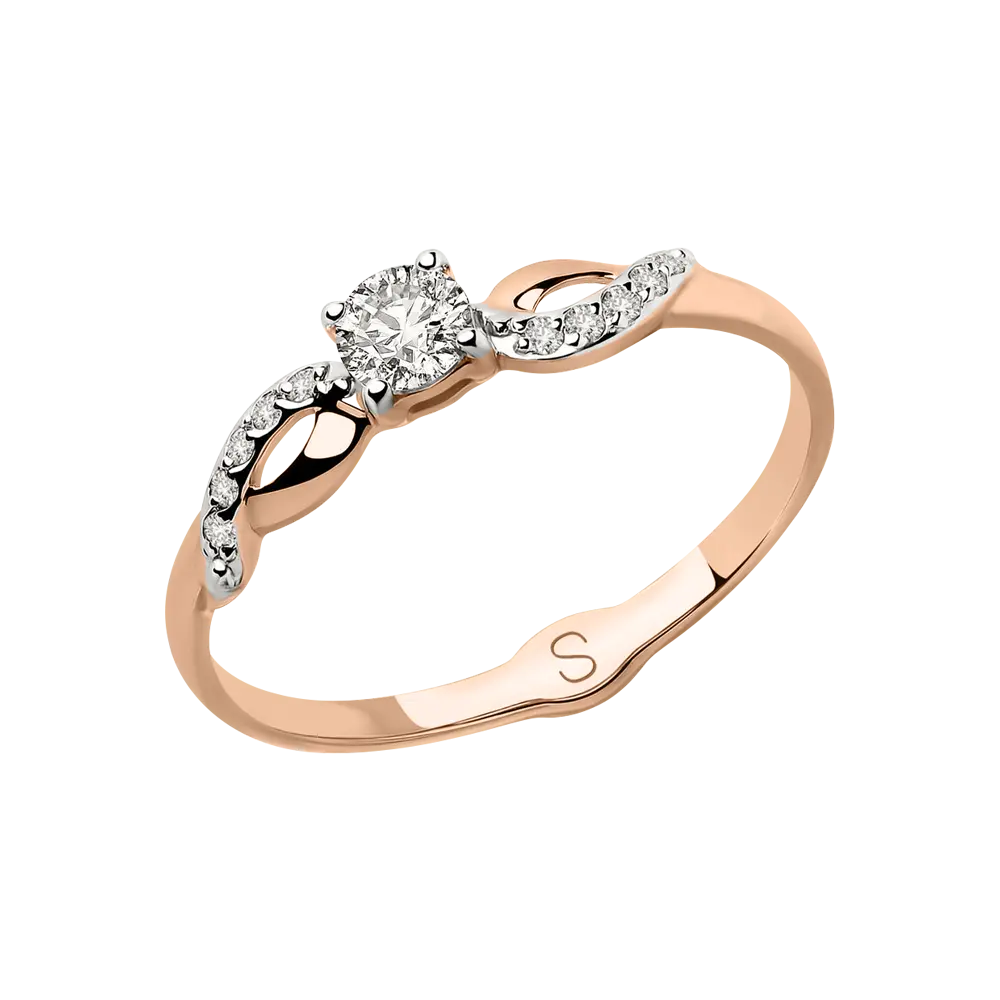 Artikelbild 1 des Artikels “Damenring „Solitär mit Blättern“ aus 585 Rotgold mit Zirkonia “