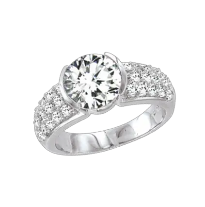 Product image 1 of the product “Women's Ring “Solitaire with Pavé” in 925 Sterling Silver with Cubic Zirconia ”