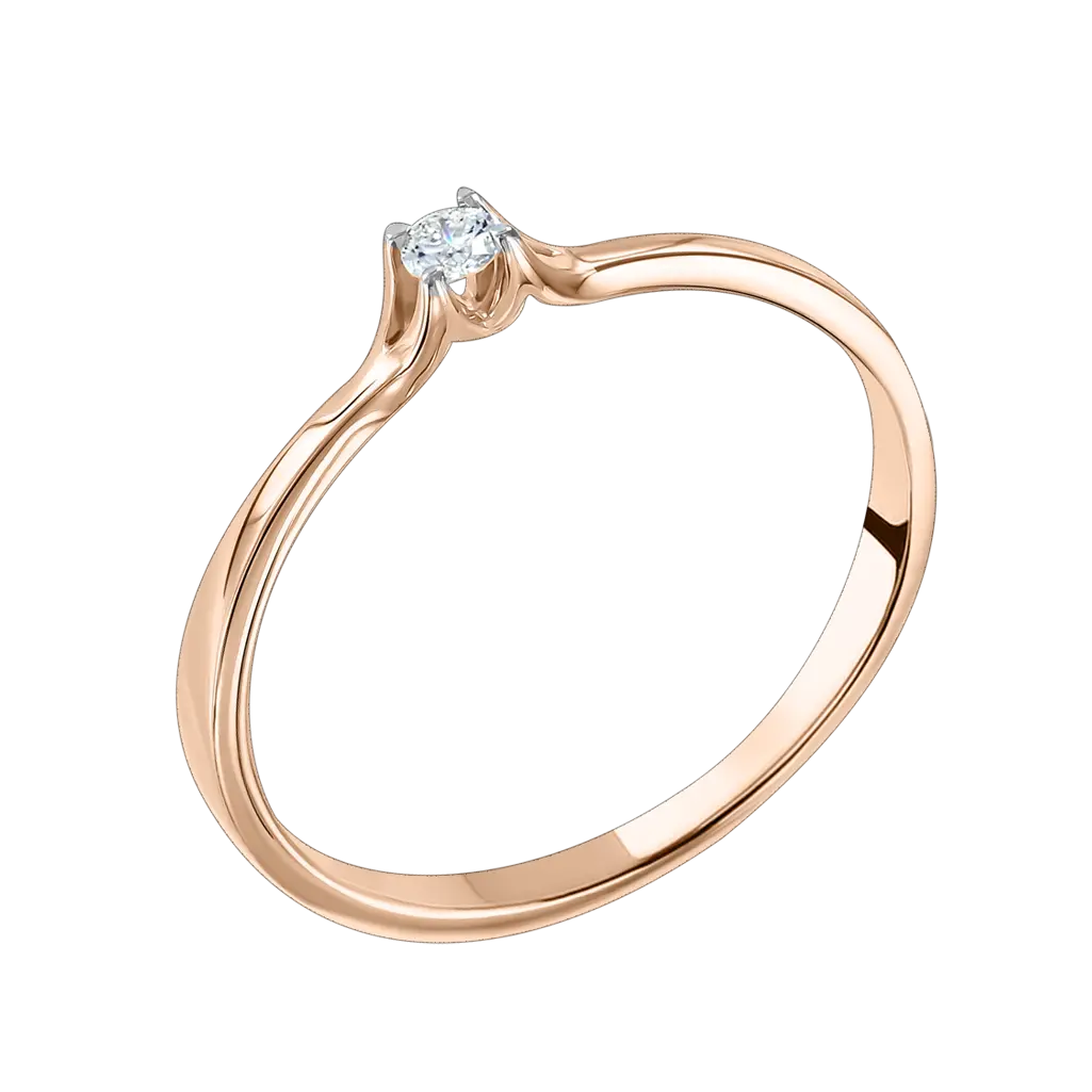 Product image 1 of the product “Women's Ring “Solitaire with Sweep” in 585 Rose Gold with Diamonds, 0.06 ct ”