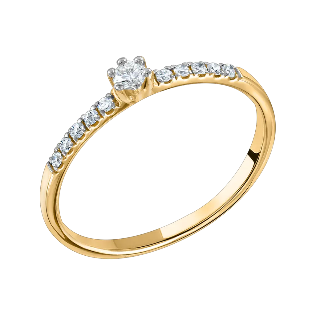 Artikelbild 1 des Artikels “Damenring „Solitär mit Steinschultern“ aus 585 Gelbgold mit Brillanten, 0,17 ct “