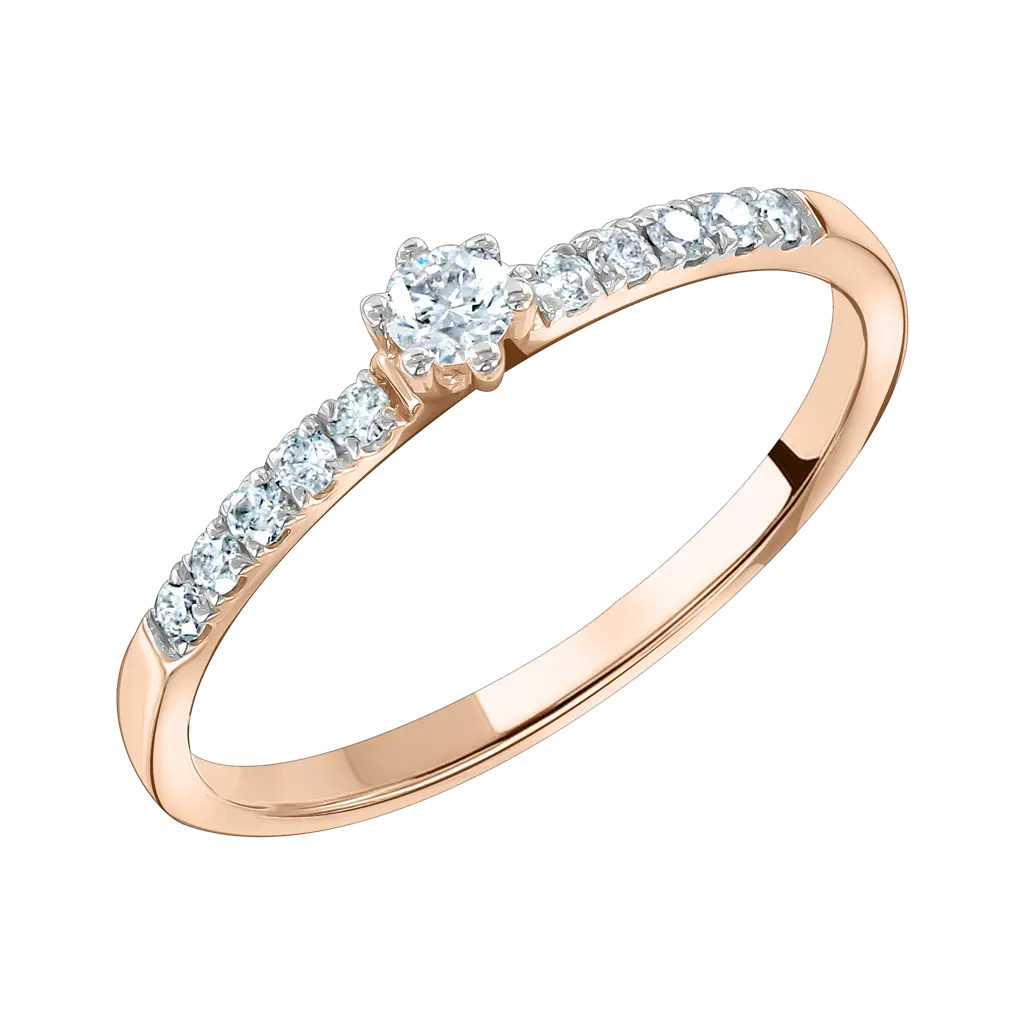 Product image 1 of the product “Women's Ring “Solitaire with Stone-Set Shoulders” in 585 Rose Gold with Diamonds ”