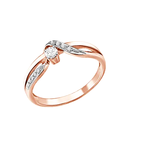 Product image 1 of the product “Women's Ring “Solitaire with Swirl” in 585 Rose Gold with Diamonds ”