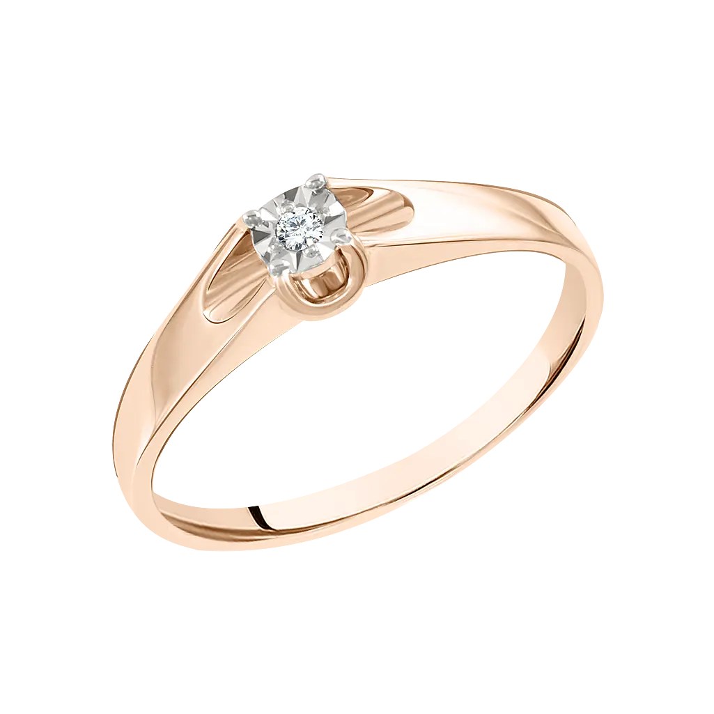 Product image 1 of the product “Women's Ring “Open-Set Solitaire” in 585 Rose Gold with Diamonds, 0.014 ct ”
