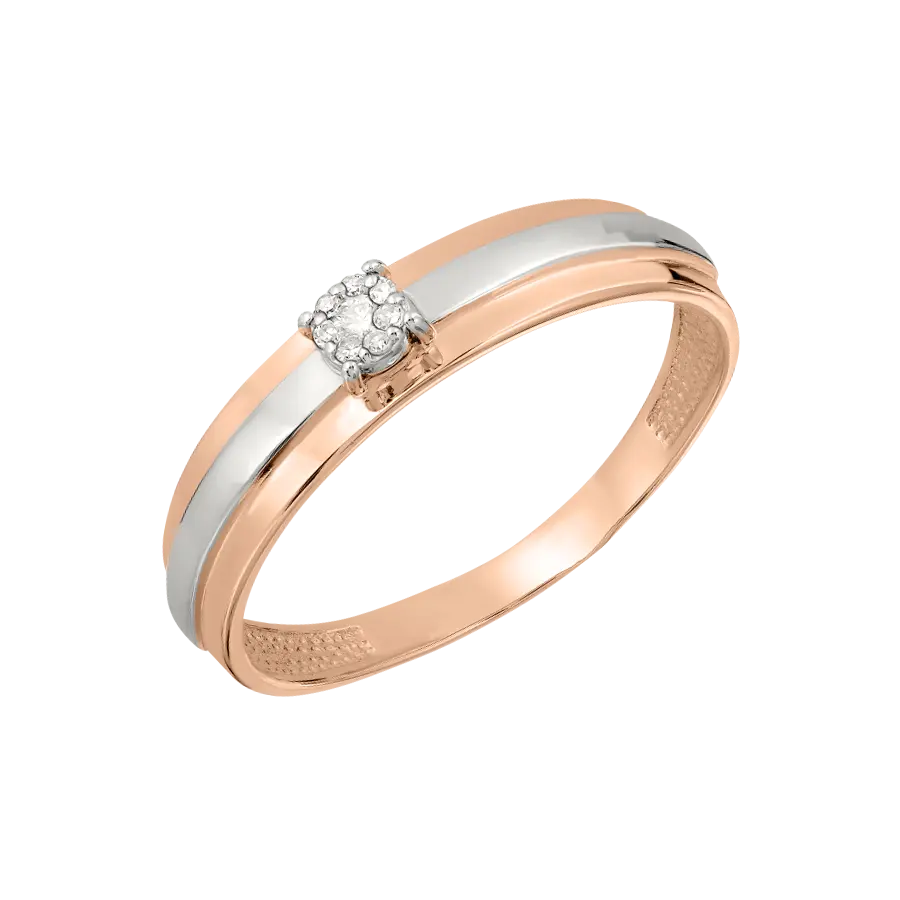 Product image 1 of the product “Women's Ring “Narrow Solitaire” in 585 Two-Tone Gold with Diamonds ”