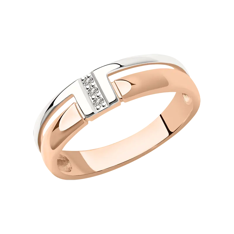 Artikelbild 1 des Artikels “Damenring „Steg mit Steinen“ aus 585 Bicolor-Gold mit Brillanten “
