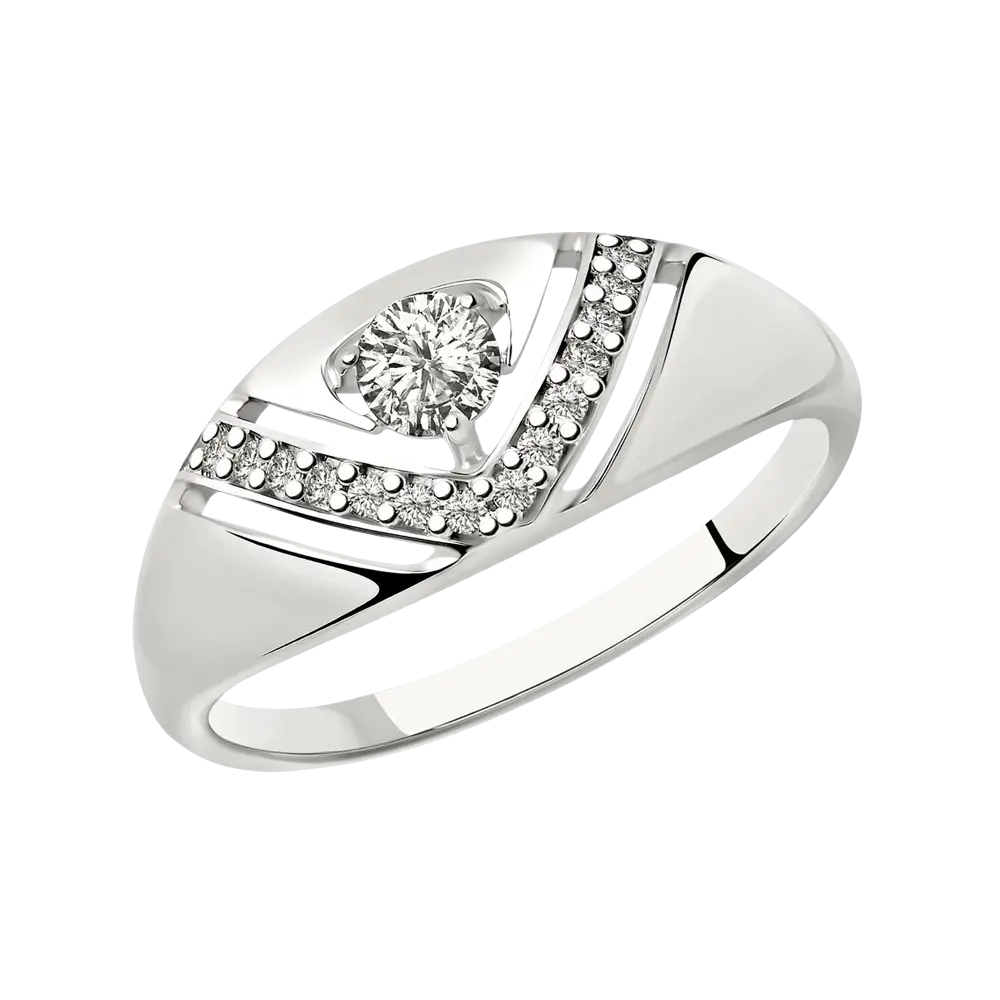 Product image 1 of the product “Women's Ring “Stone with Stone Lines” in 925 Sterling Silver with Cubic Zirconia ”