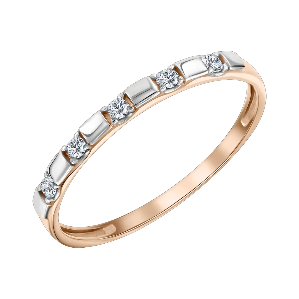 Artikelbild 1 des Artikels “Damenring „Steinreihe mit Stegen“ aus 585 Bicolor-Gold mit Brillanten “