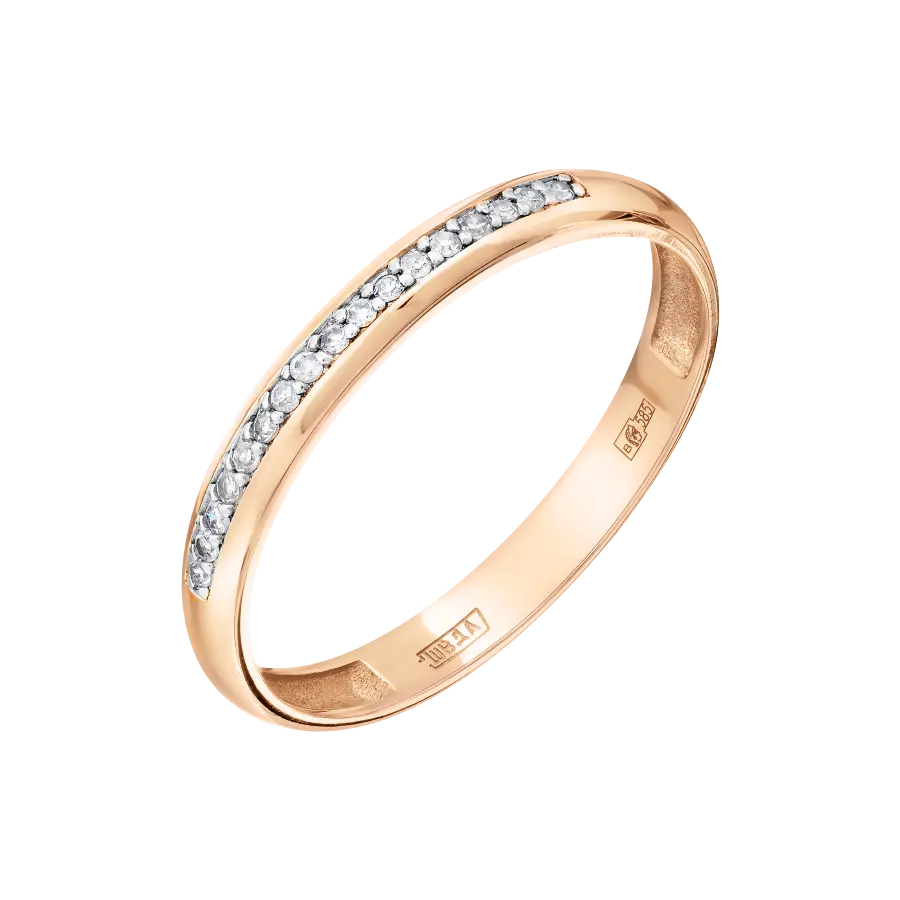 Artikelbild 1 des Artikels “Damenring „Steinreihe schmal“ aus 585 Rotgold mit Brillanten, Breite 3 mm “