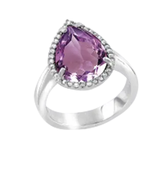 Artikelbild 1 des Artikels “Damenring „Tropfen im Steinkranz“ aus 925 Silber mit Zirkonia “
