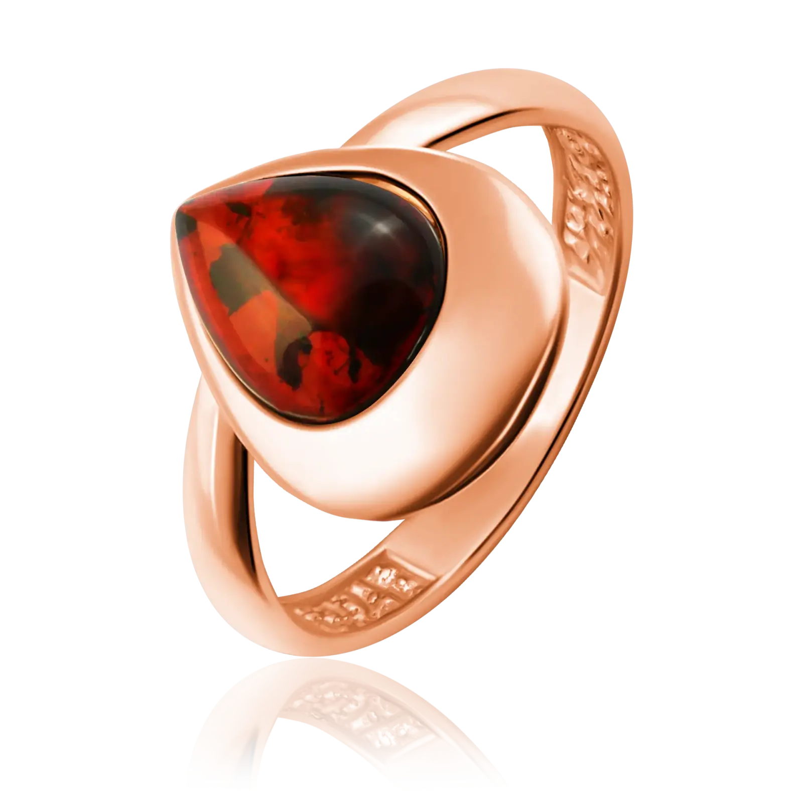 Product image 1 of the product “Women's Ring “Teardrop with Frame” in Gold-Plated 925 Sterling Silver with Amber ”