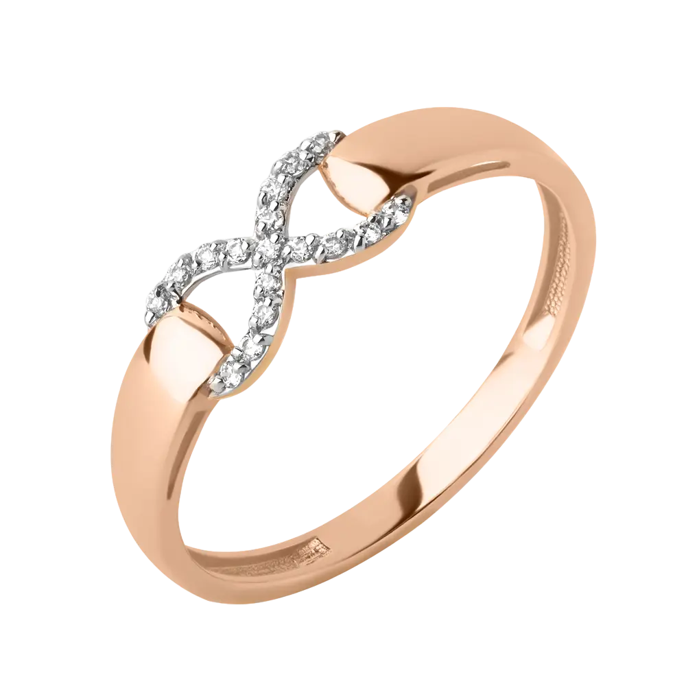 Product image 1 of the product “Women's Ring “Infinity with Stones” in 585 Rose Gold with Cubic Zirconia ”