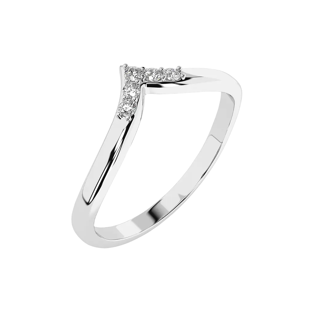 Product image 1 of the product “Women's Ring “V-Shape with Stones” in 585 White Gold with Diamonds ”