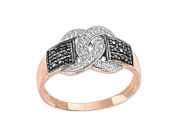 Product image 1 of the product “Women's Ring “Intertwined Black and White” in 585 Two-Tone Gold with Cubic Zirconia ”
