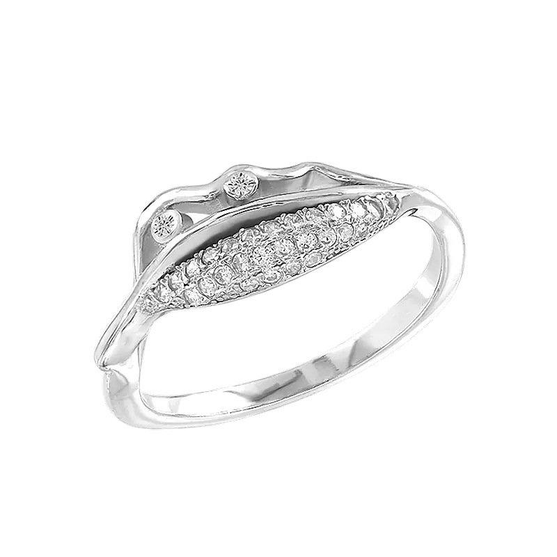 Artikelbild 1 des Artikels “Damenring „Welle mit Pavé“ aus 925 Silber mit Zirkonia “