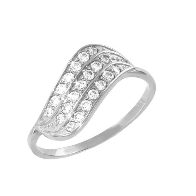 Artikelbild 1 des Artikels “Damenring „Welle mit Steinreihen“ aus 585 Weißgold mit Zirkonia “