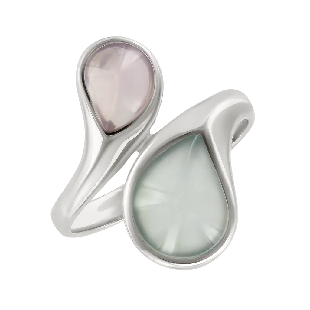 Artikelbild 1 des Artikels “Damenring „Zwei Tropfen“ aus 925 Silber mit Achat und Quarz “