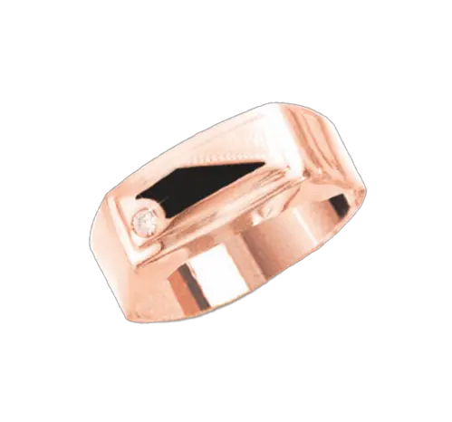 Artikelbild 1 des Artikels “Herrenring „Onyx-Dreieck“ aus 585 Rotgold mit Zirkonia und Onyx “