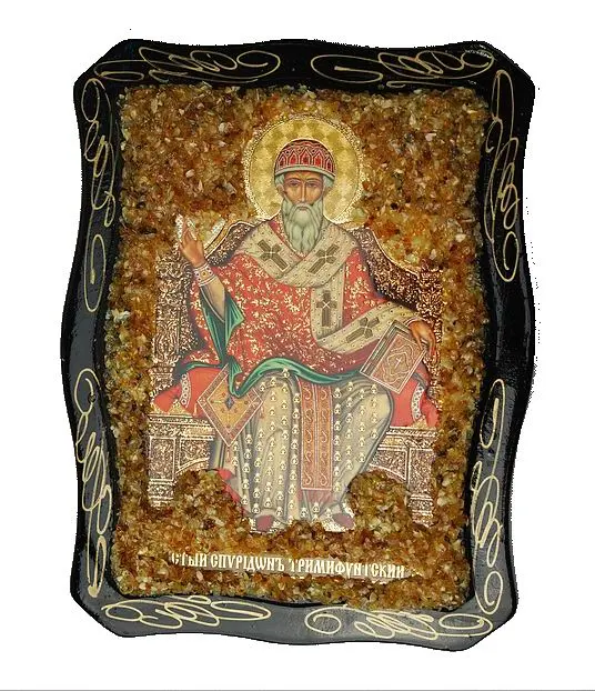 Product image 1 of the product “Amber Icon “St Spyridon” ”
