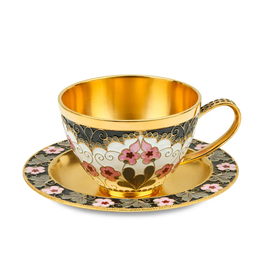 Artikelbild 1 des Artikels “Kaffeetasse mit Untertasse aus Silber 925mit Vergoldung 999,9° “