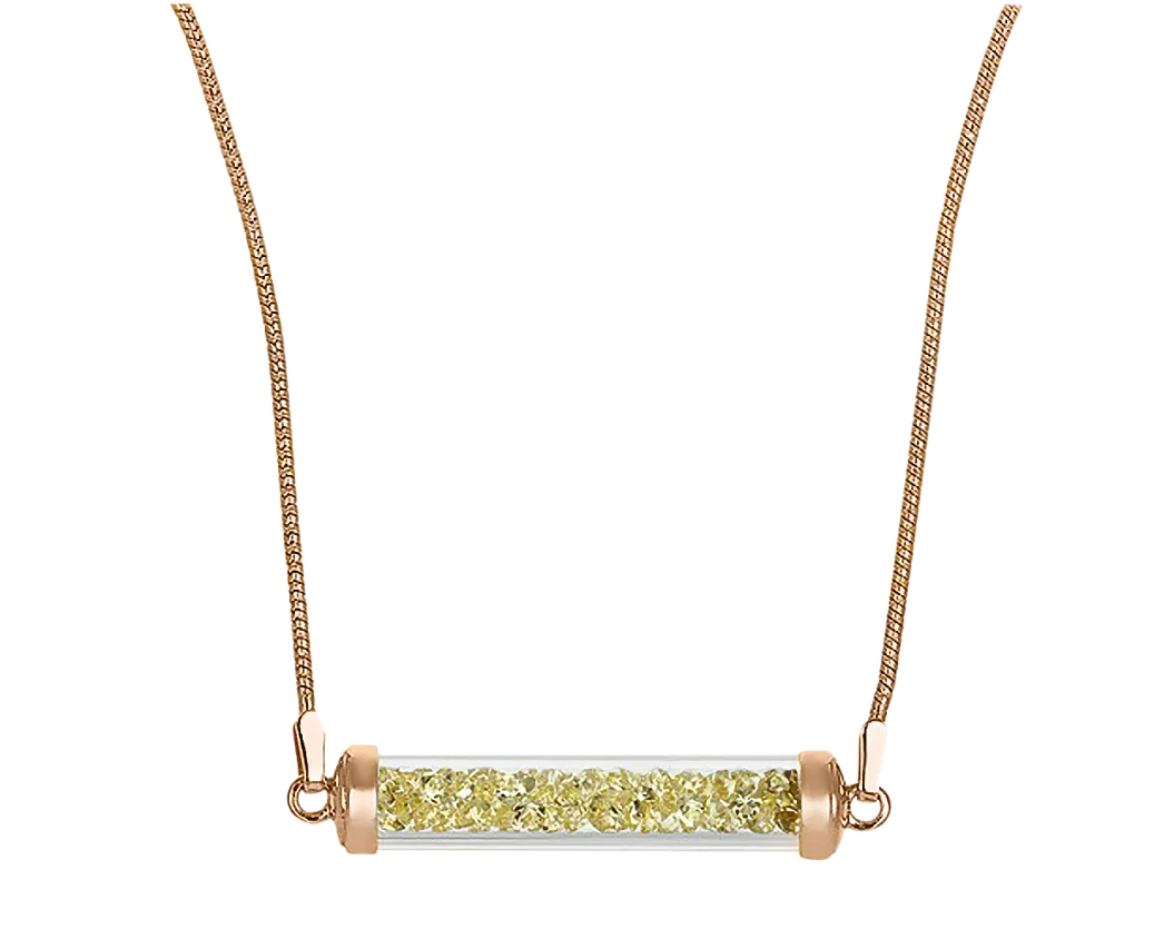 Artikelbild 1 des Artikels “Kette „Glasröhrchen mit Steinen“ aus 925 Silber vergoldet mit Schmuckglas “
