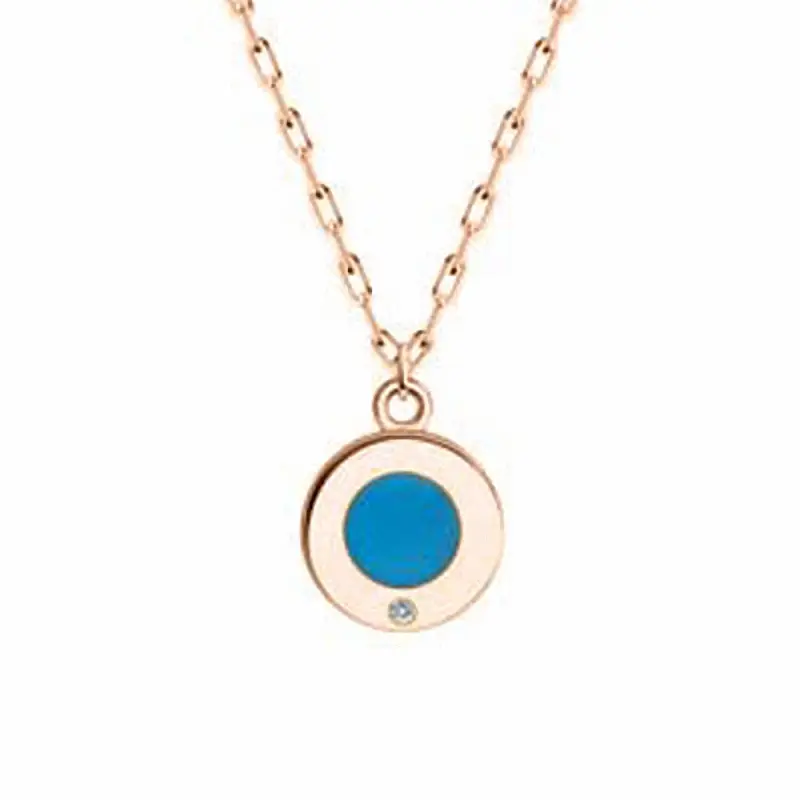 Изображение 1 товара «Цепочка «Диск с синим камнем» из красного золота 585 пробы с фианитами »