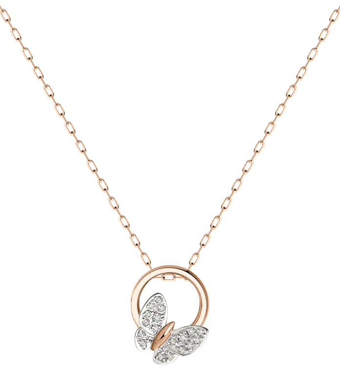 Product image 1 of the product “Chain “Butterfly in Ring” in 585 Rose Gold with Cubic Zirconia ”