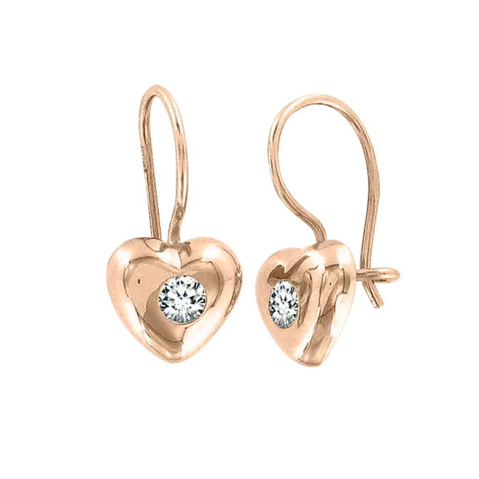 Artikelbild 1 des Artikels “Kinder-Ohrhänger „Herz mit Stein“ aus 585 Rotgold mit Zirkonia, Höhe 18 mm “