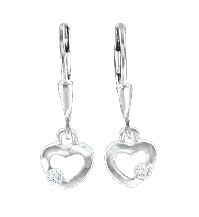 Artikelbild 1 des Artikels “Kinder-Ohrhänger „Herz offen mit Stein“ aus 925 Silber mit Zirkonia “