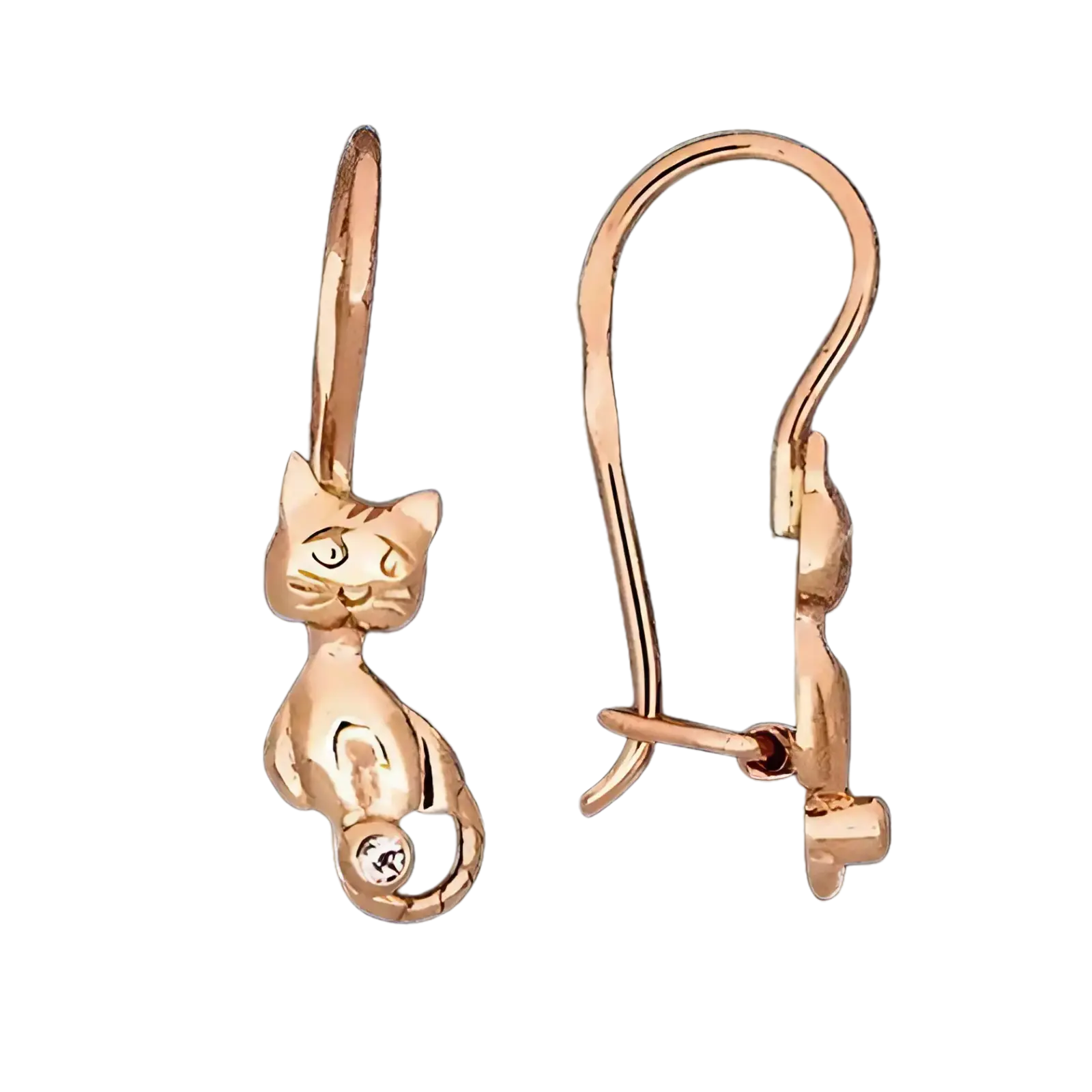 Artikelbild 1 des Artikels “Kinder-Ohrhänger „Katze sitzend“ aus 585 Rotgold mit Zirkonia “