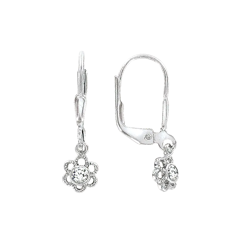 Artikelbild 1 des Artikels “Kinder-Ohrringe „Blüte mit Stein“ aus 925 Silber mit Zirkonia “