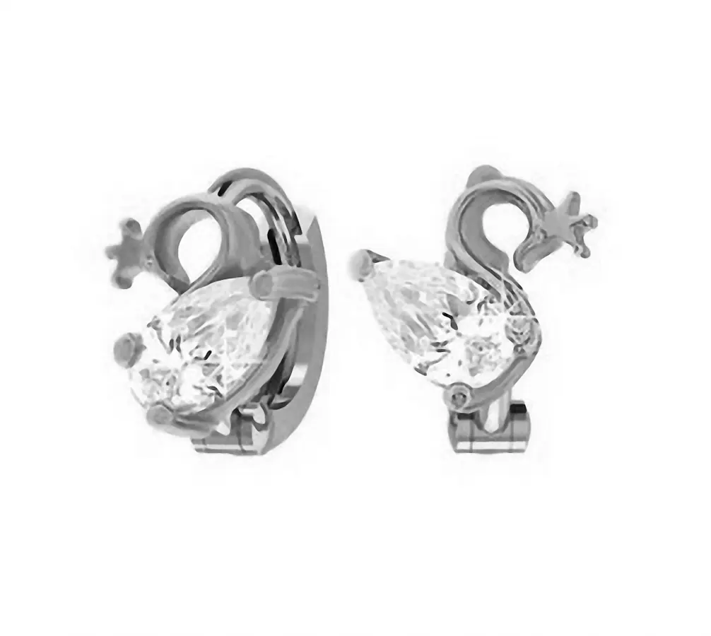 Product image 1 of the product “Children's Earrings “Swan” in 925 Sterling Silver with Cubic Zirconia ”