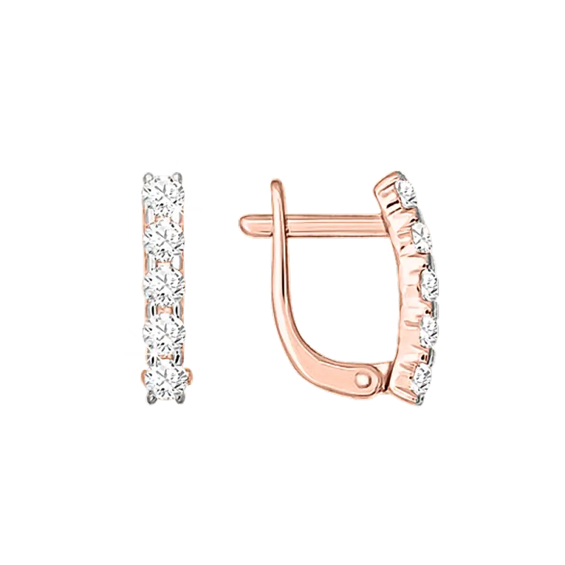 Product image 1 of the product “Children's Earrings “Stone Row” in 585 Rose Gold with Cubic Zirconia ”
