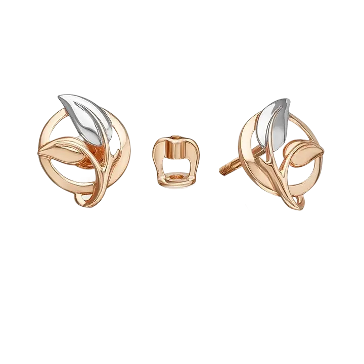 Artikelbild 1 des Artikels “Kinder-Ohrstecker „Blätter im Kreis“ aus 585 Bicolor-Gold “