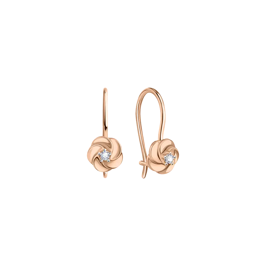 Product image 1 of the product “Children's Stud Earrings “Knot with Stone” in 585 Rose Gold with Cubic Zirconia ”