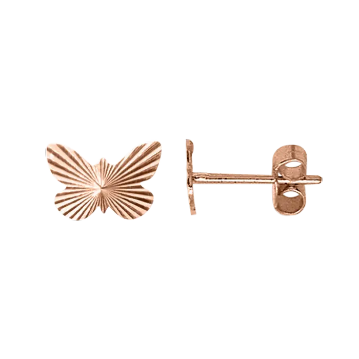 Product image 1 of the product “Children's Stud Earrings “Grooved Butterfly” in 585 Rose Gold ”