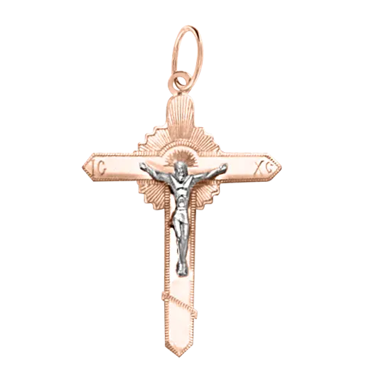 Artikelbild 1 des Artikels “Kreuz-Anhänger „Kruzifix mit Strahlenkranz“ aus 585 Bicolor-Gold “
