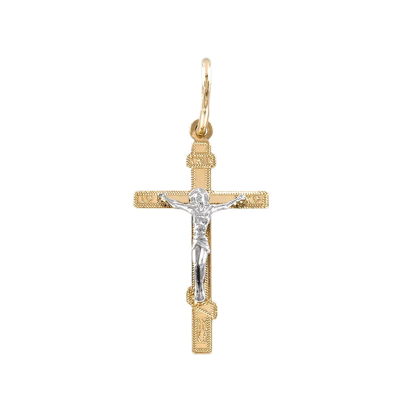 Artikelbild 1 des Artikels “Kreuz-Anhänger „Mit Kruzifix“ aus 585 Gelb- und Weißgold, Höhe 24 mm “