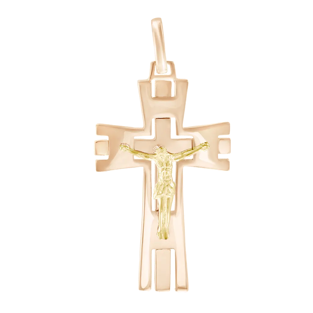 Artikelbild 1 des Artikels “Kreuz-Anhänger „Mit Kruzifix durchbrochen“ aus 585 Rotgold, Höhe 46 mm “