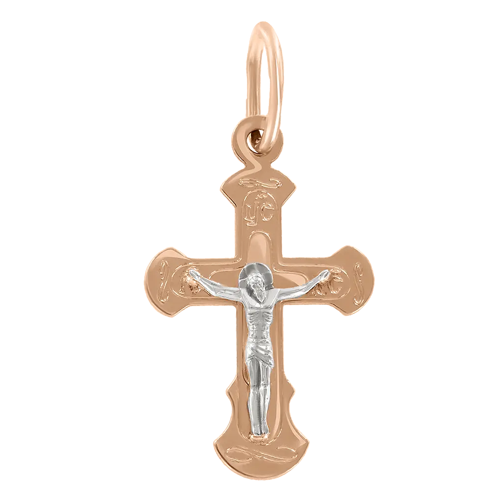 Product image 1 of the product “Cross Pendant “Rounded with Crucifix” in 585 Rose Gold ”